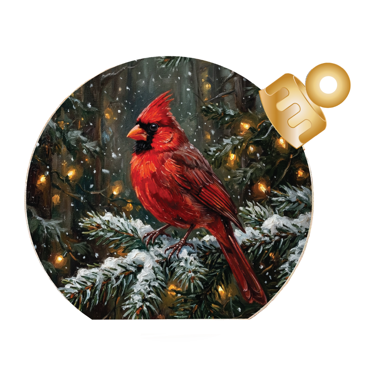 Winter Cardinal Bird Wood Table Top Sitter