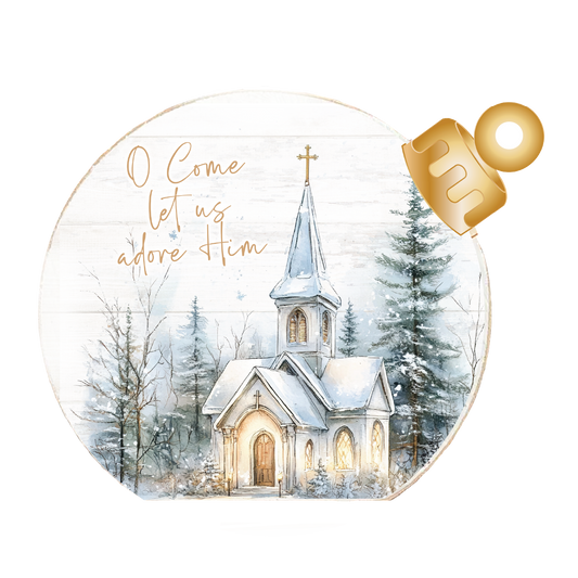 O Come Let Us Adore Him Church Wood Table Top Sitter