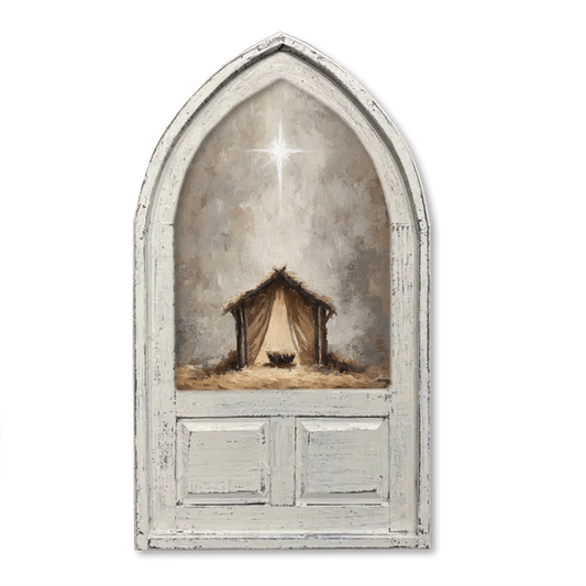 Manger Star of Christmas Framed Canvas Decor