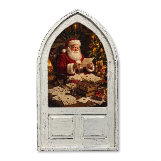 Santa Reading Christmas Letters Framed Canvas