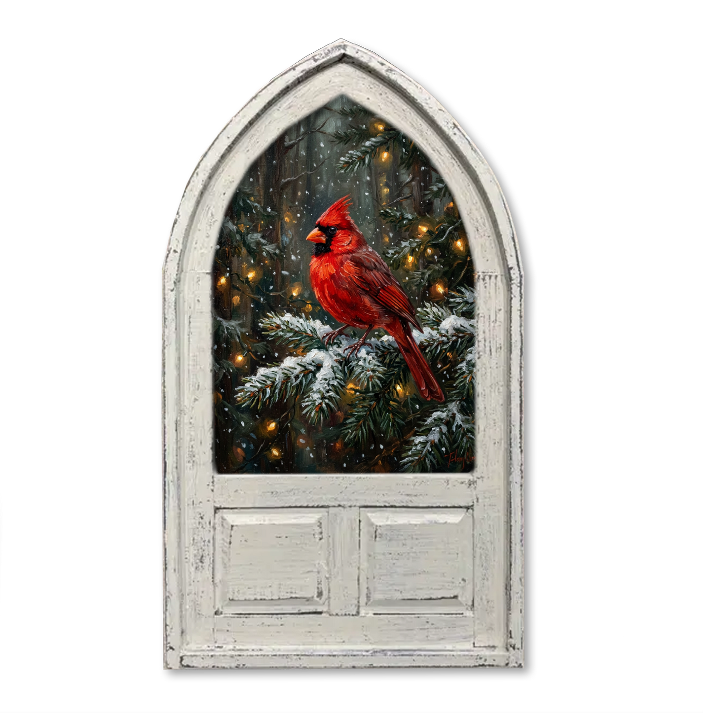 Woodland Christmas Cardinal Framed Canvas