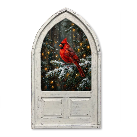 Woodland Christmas Cardinal Framed Canvas