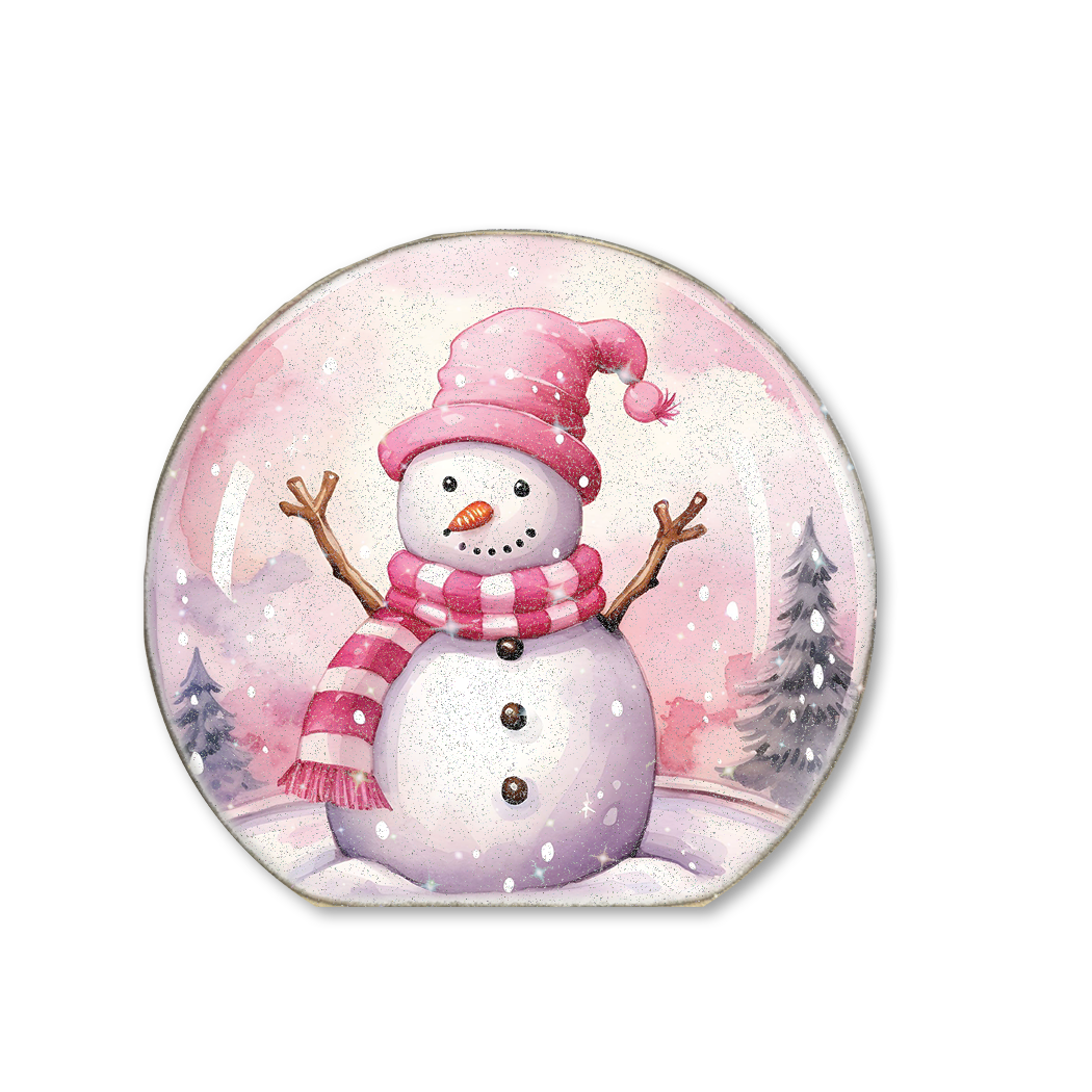 Snow Globe Sitter Pink Snowman 2