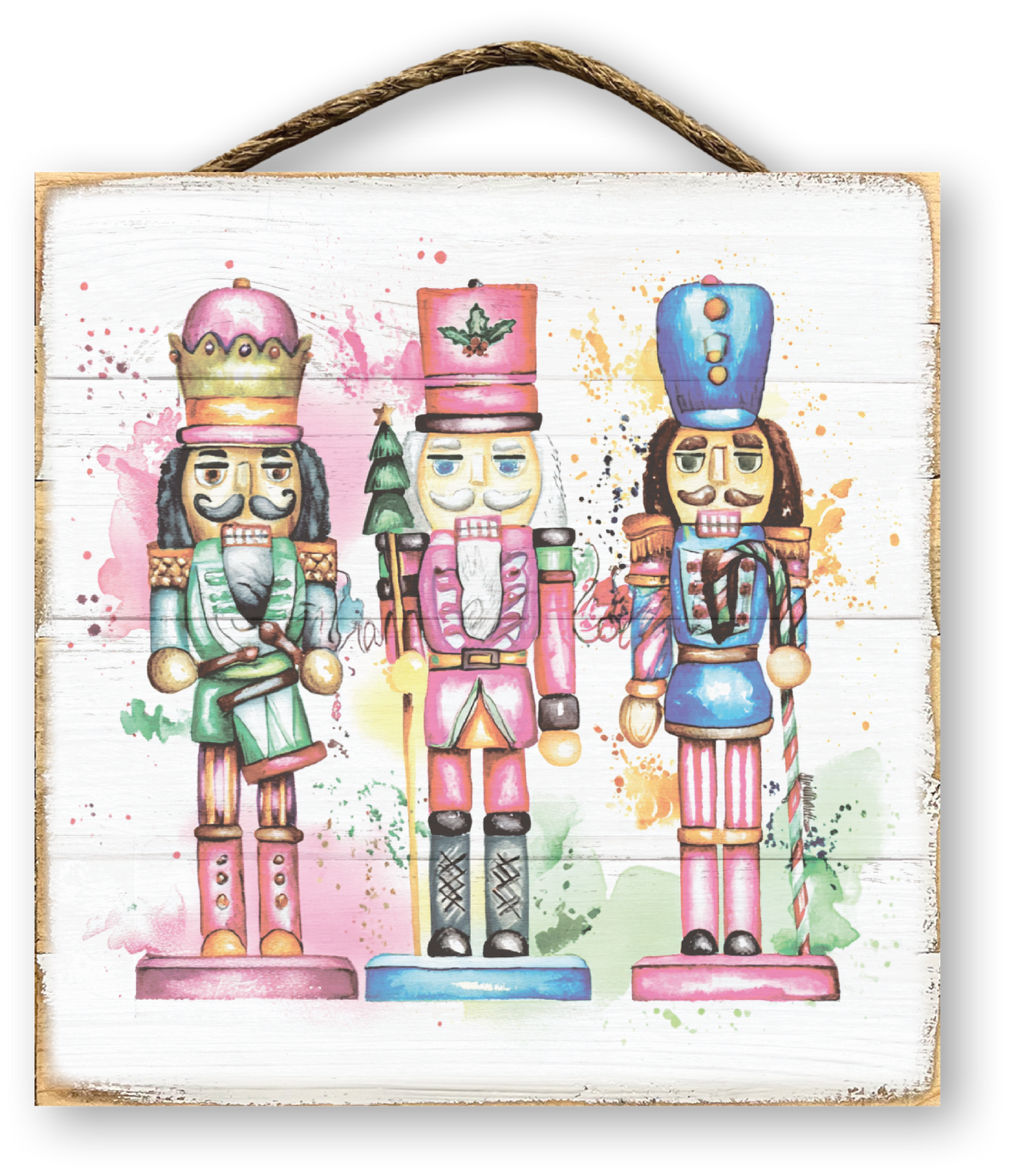 Watercolor Nutcracker Trio Christmas Sign