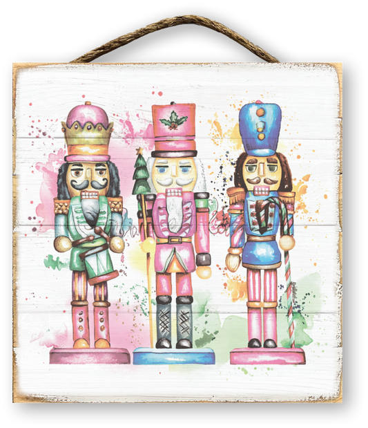 Watercolor Nutcracker Trio Christmas Sign