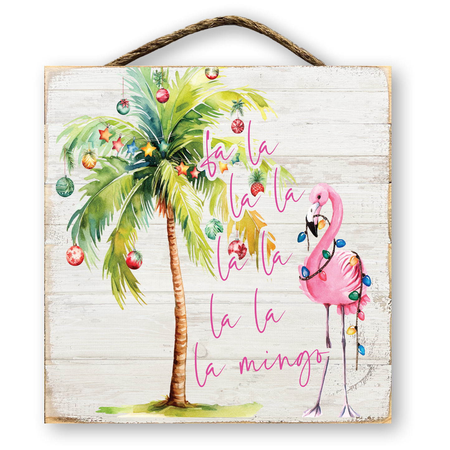 Fa La La La Mingo Flamingo Christmas Sign