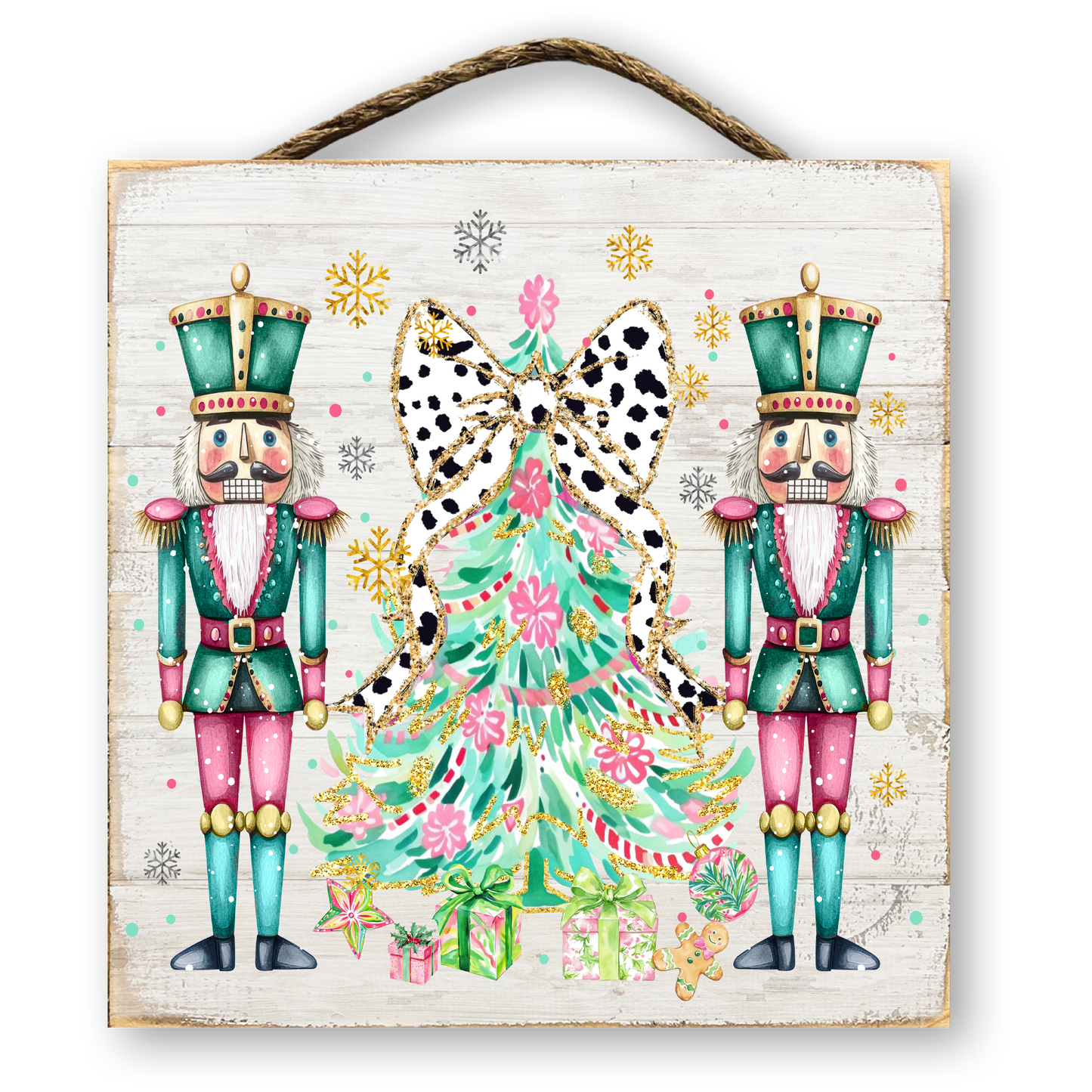Pastel Nutcracker Coquette Bow Christmas Sign
