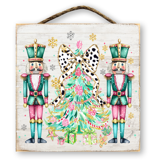 Pastel Nutcracker Coquette Bow Christmas Sign