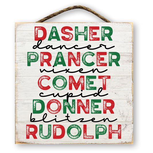 Reindeer Names Christmas Sign