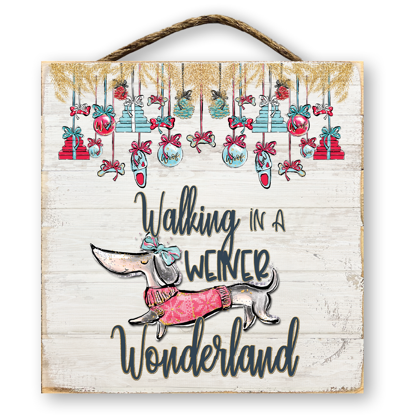 Walking in a Wiener Wonderland Dachshund Christmas Sign