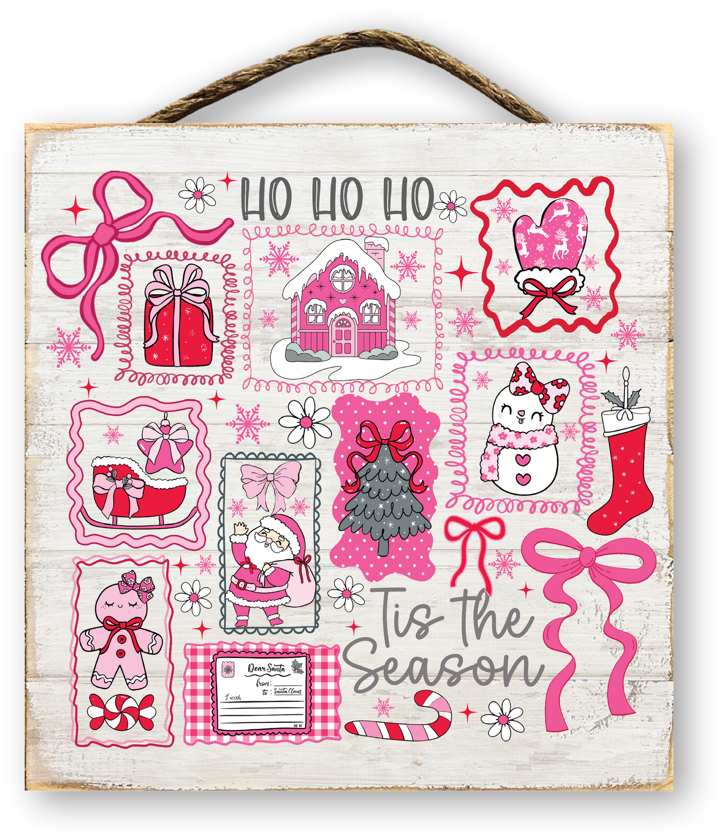 Pink Coquette Christmas Collage Sign