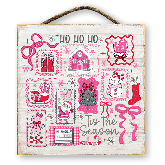Pink Coquette Christmas Collage Sign