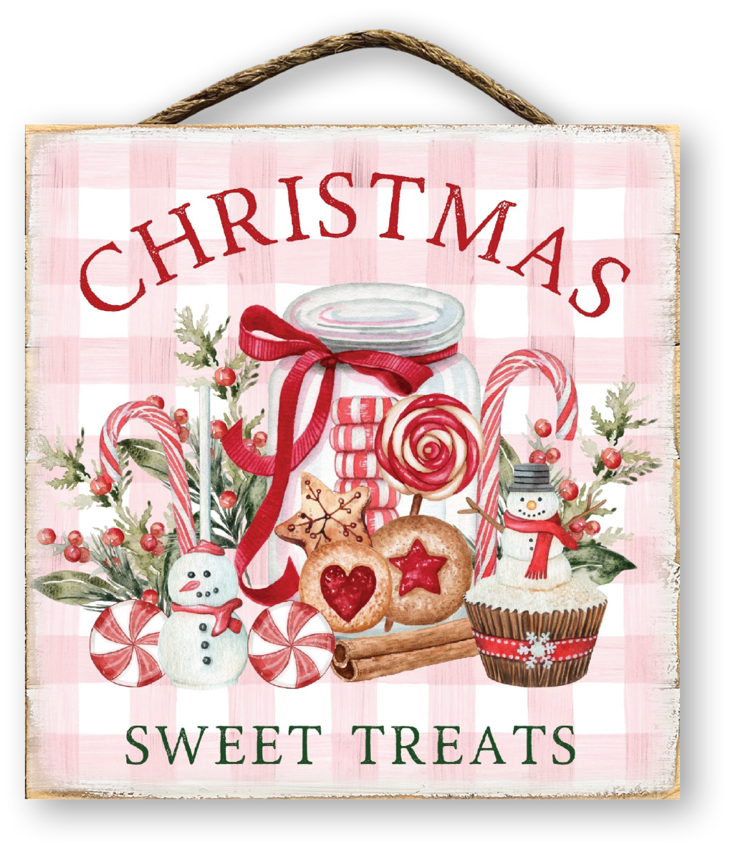 Pink Buffalo Check Christmas Sweets Sign