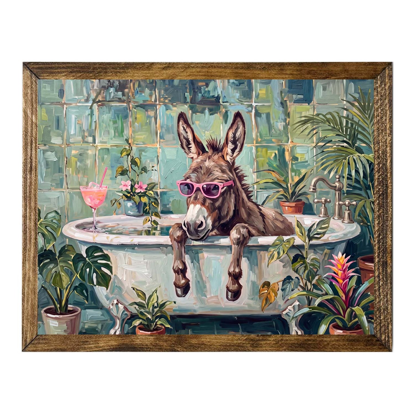 Donkey in Bathtub Wall Art Print