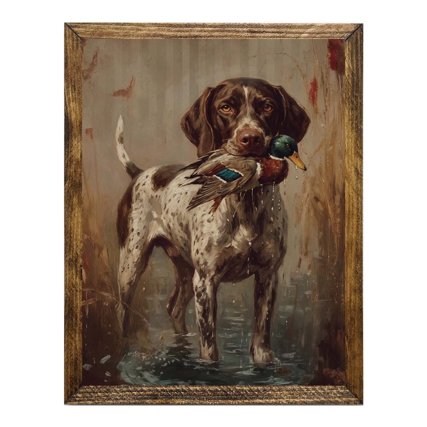 Vintage German Shorthaired Pointer Hunting Wall Art Print