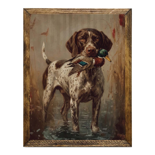 Vintage German Shorthaired Pointer Hunting Wall Art Print