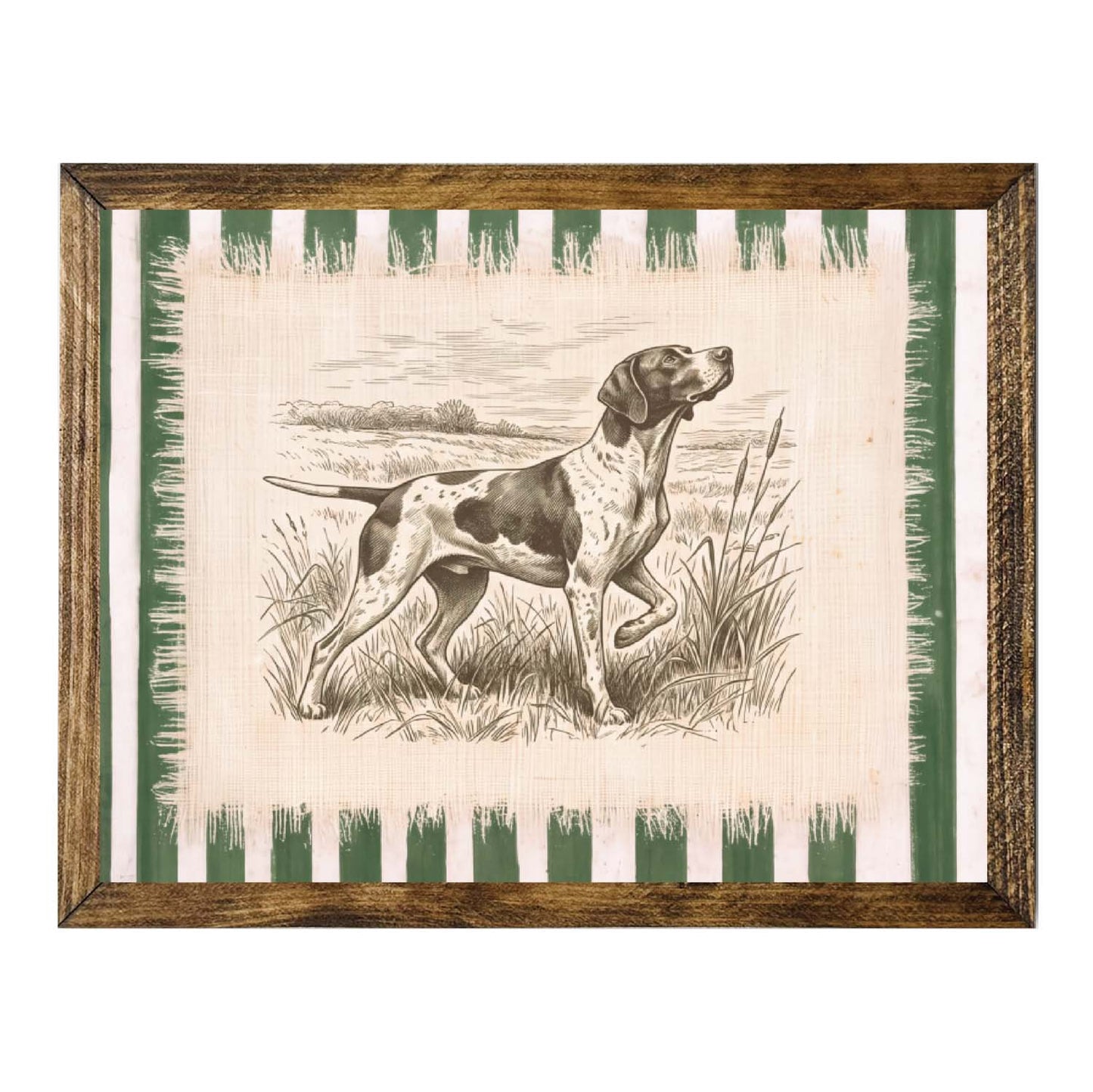 Rustic Pointing Hunting Dog Wall Art Print