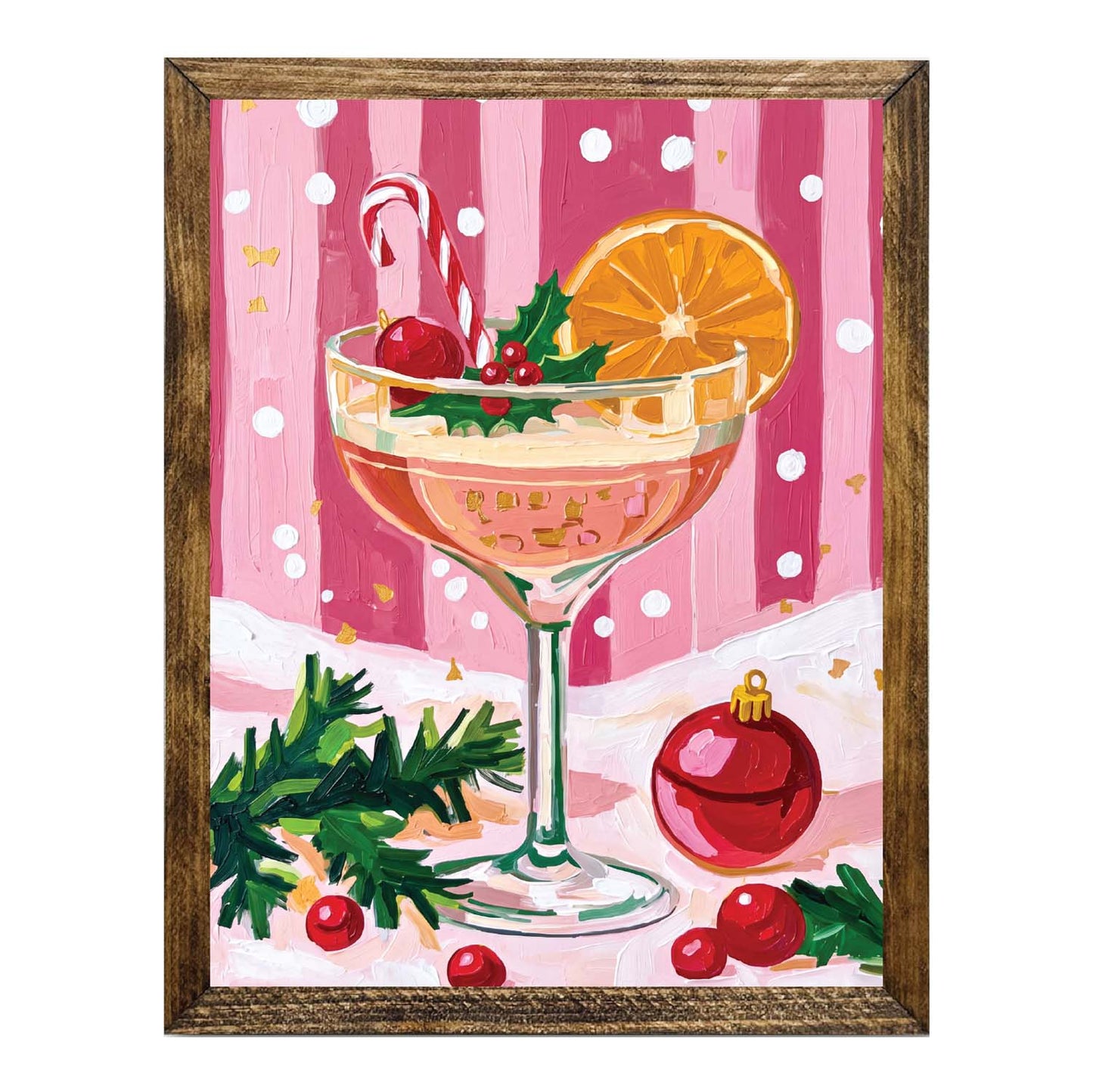 Christmas Cocktail Wall Art – Vintage Holiday Drink & Candy Cane Print
