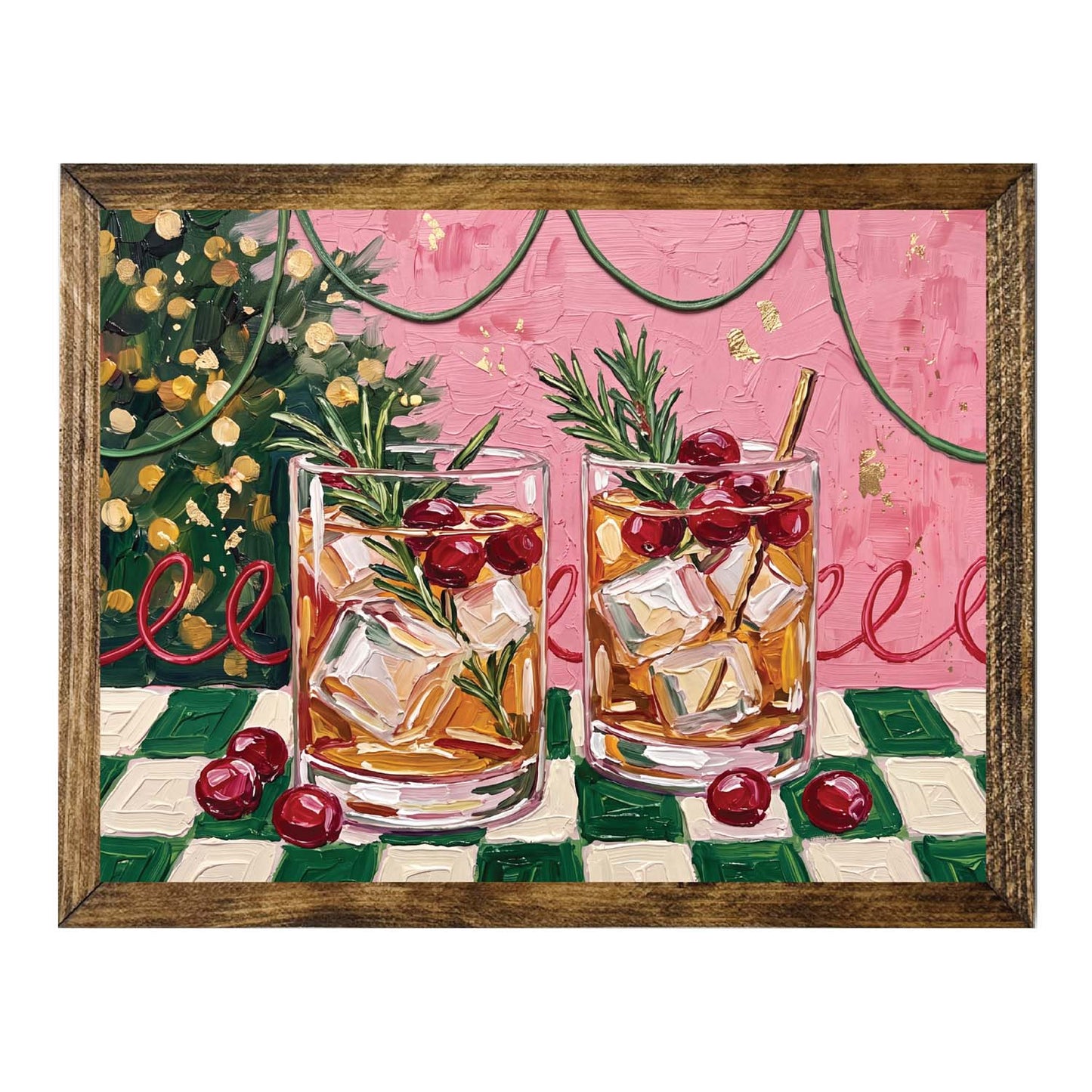 Christmas Cranberry Cocktail Wall Art – Festive Holiday Drink Print