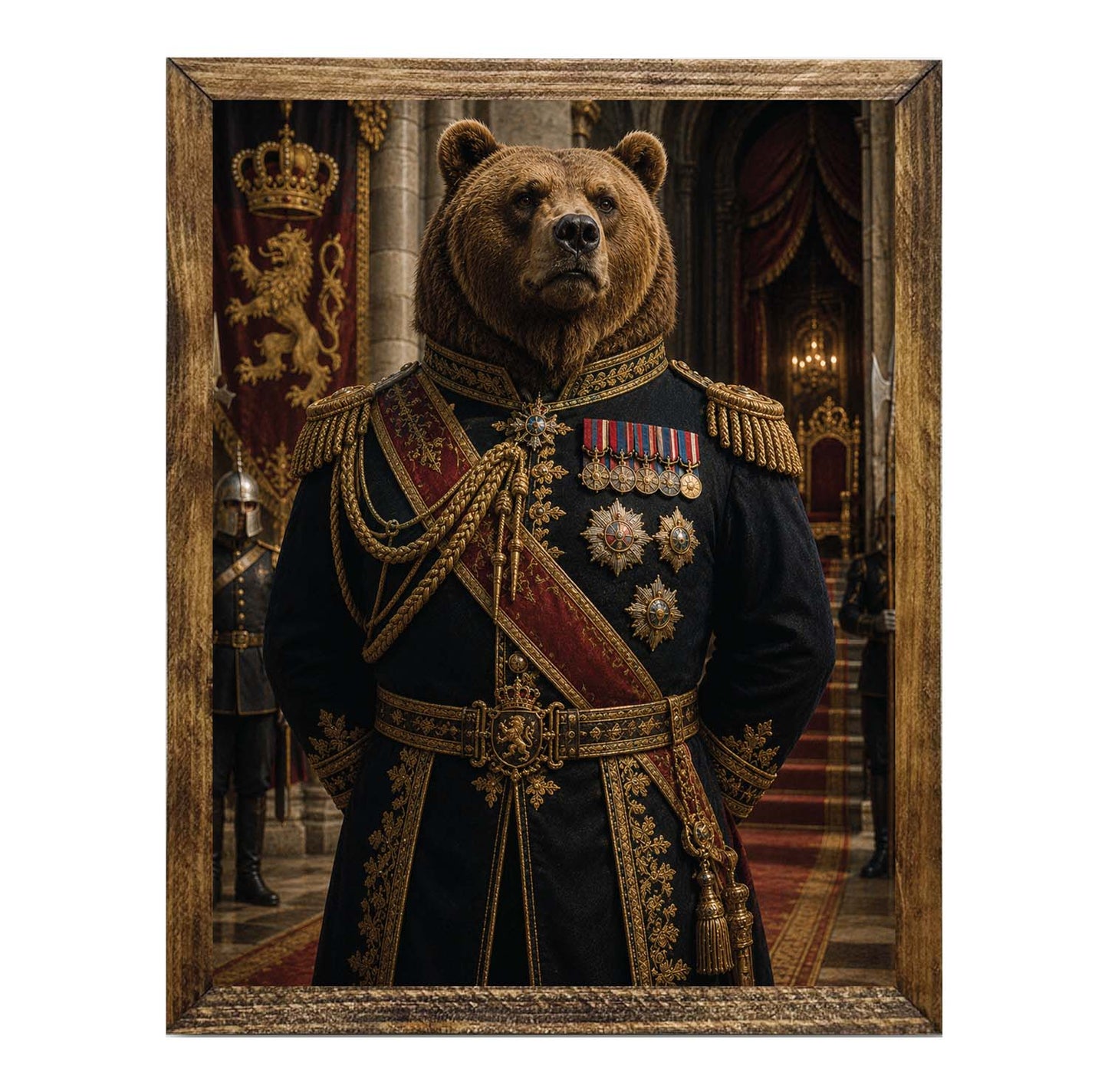 Vintage Brown Bear General Framed Wall Art Print