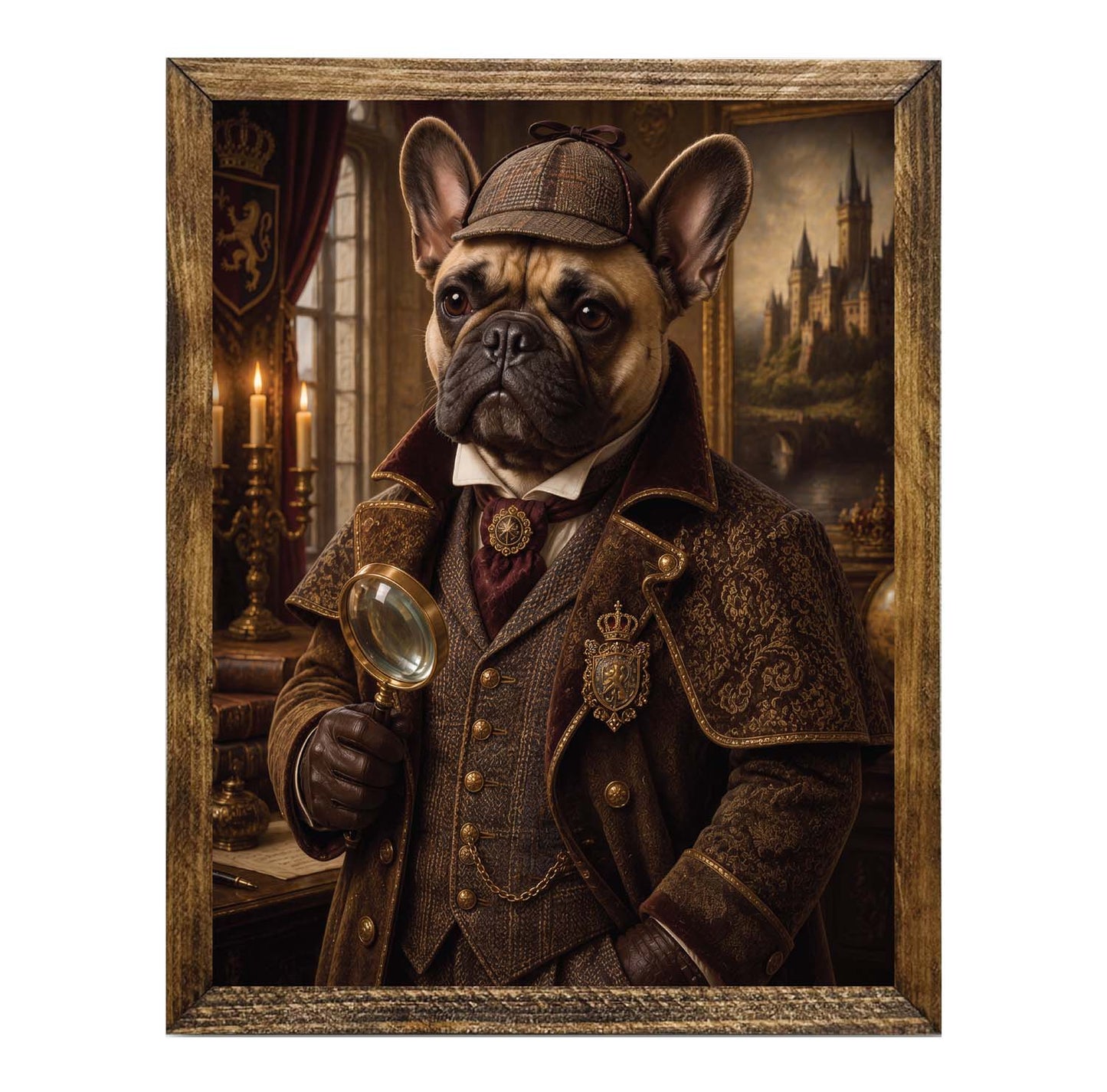 French Bulldog Detective Framed Wall Art Print