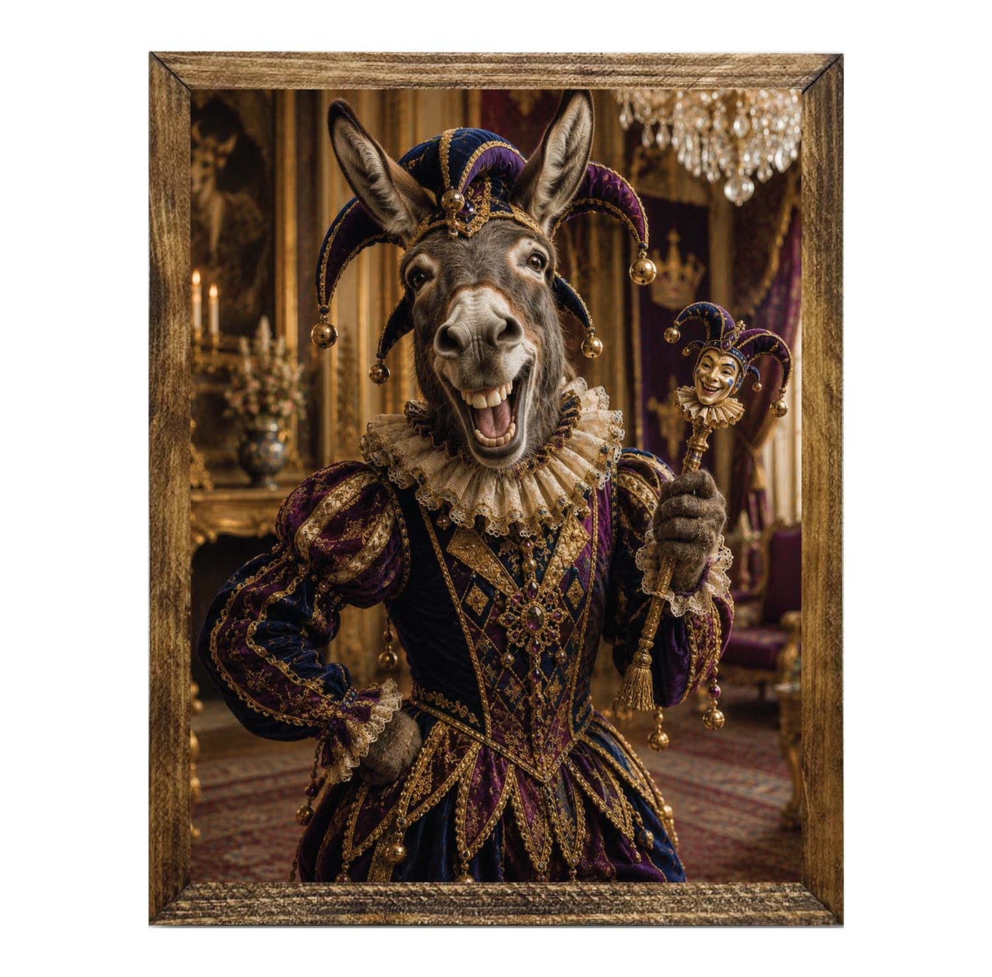 Renaissance Donkey Jester Framed Wall Art Print