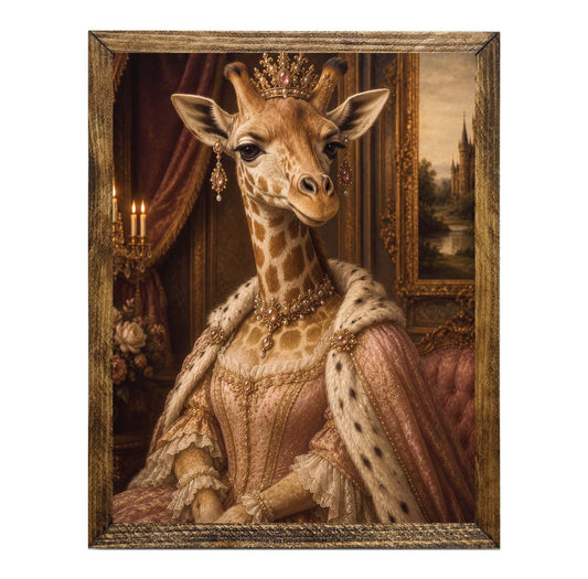 Vintage Giraffe Royal Renaissance Framed Wall Art Print