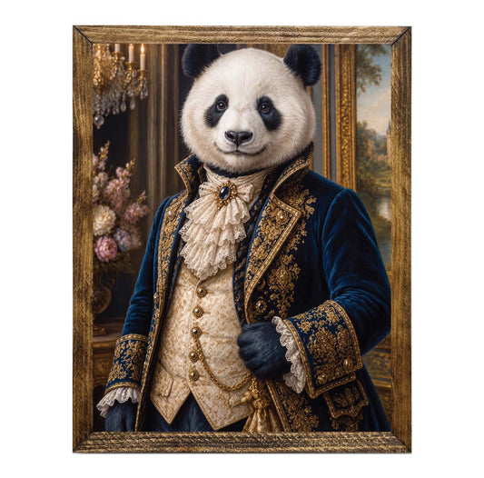 Aristocratic Panda Renaissance Framed Wall Art Print