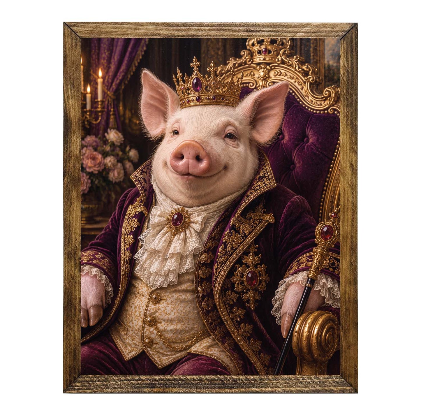 Royal Pig King Framed Wall Art Print
