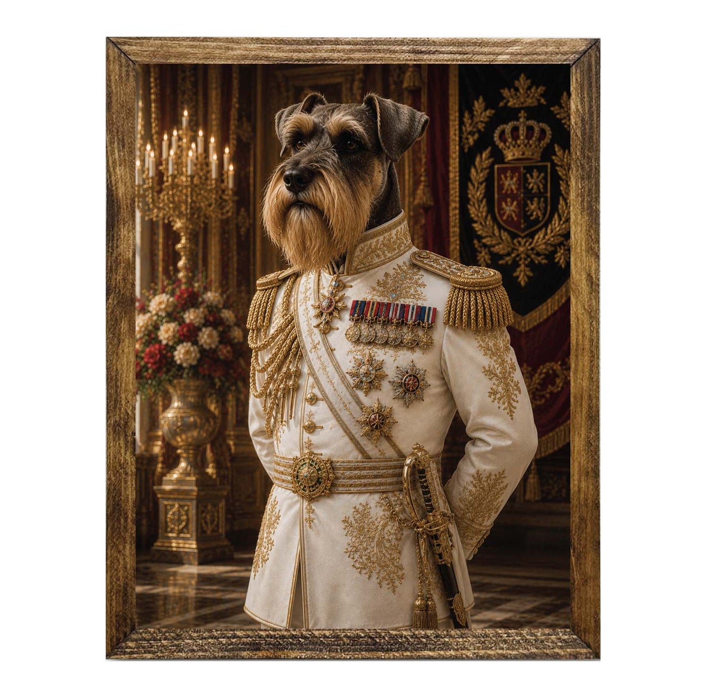 Royal Schnauzer Military Framed Wall Art Print