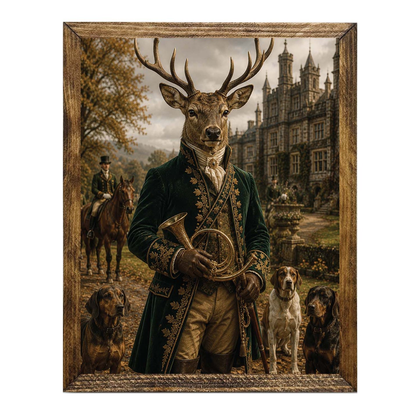 Renaissance Stag Portrait Framed Wall Art Print