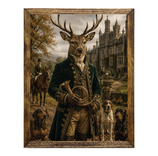 Renaissance Stag Portrait Framed Wall Art Print