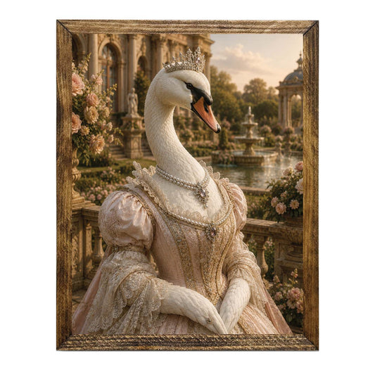 White Swan Renaissance Queen Framed Wall Art Print