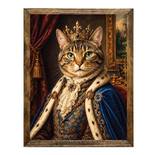 Renaissance Tabby Cat King Framed Wall Art Print
