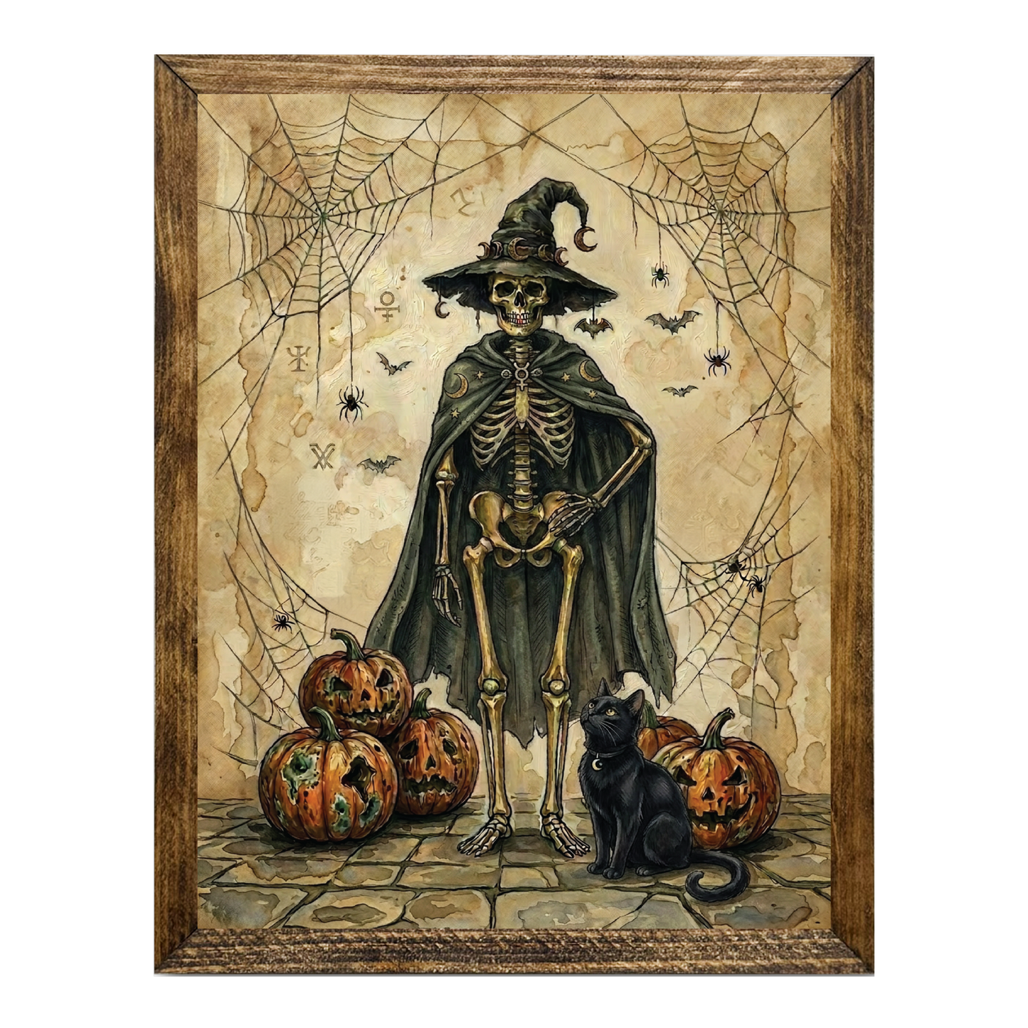 Rustic Sepia Skeleton Witch Macabre Autumn
