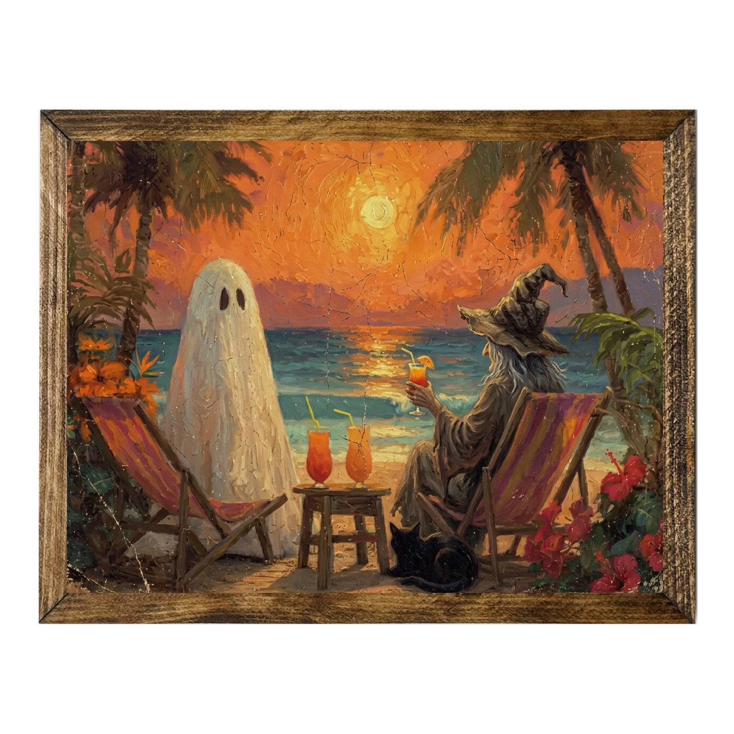 Witch and Ghost Beach Vacation Tropical Halloween