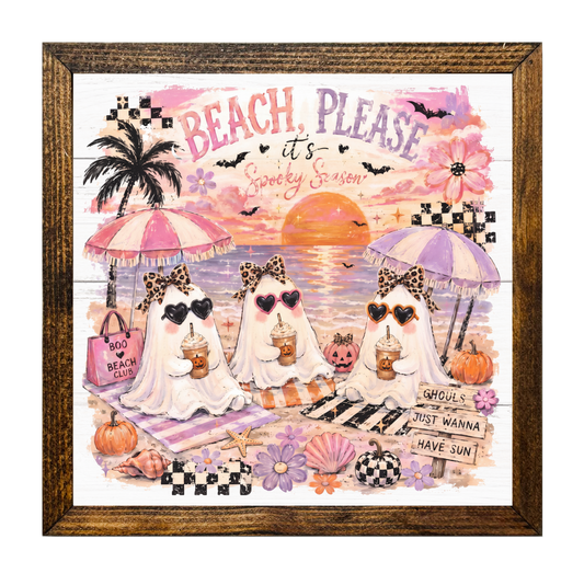 Stylized Ghosts with Leopard Print Bows Beach