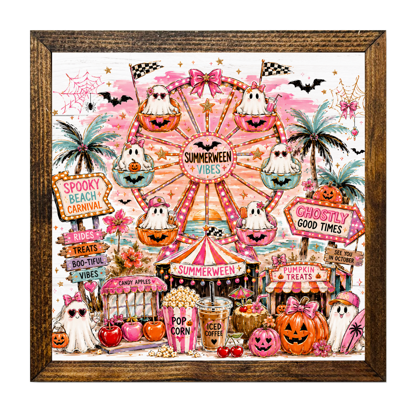 Ghosts at the Spooky Beach Carnival Halloween