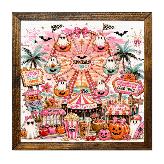 Ghosts at the Spooky Beach Carnival Halloween