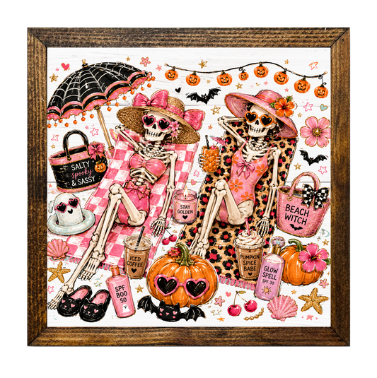 Cozy Beach Skeletons Tropical Halloween