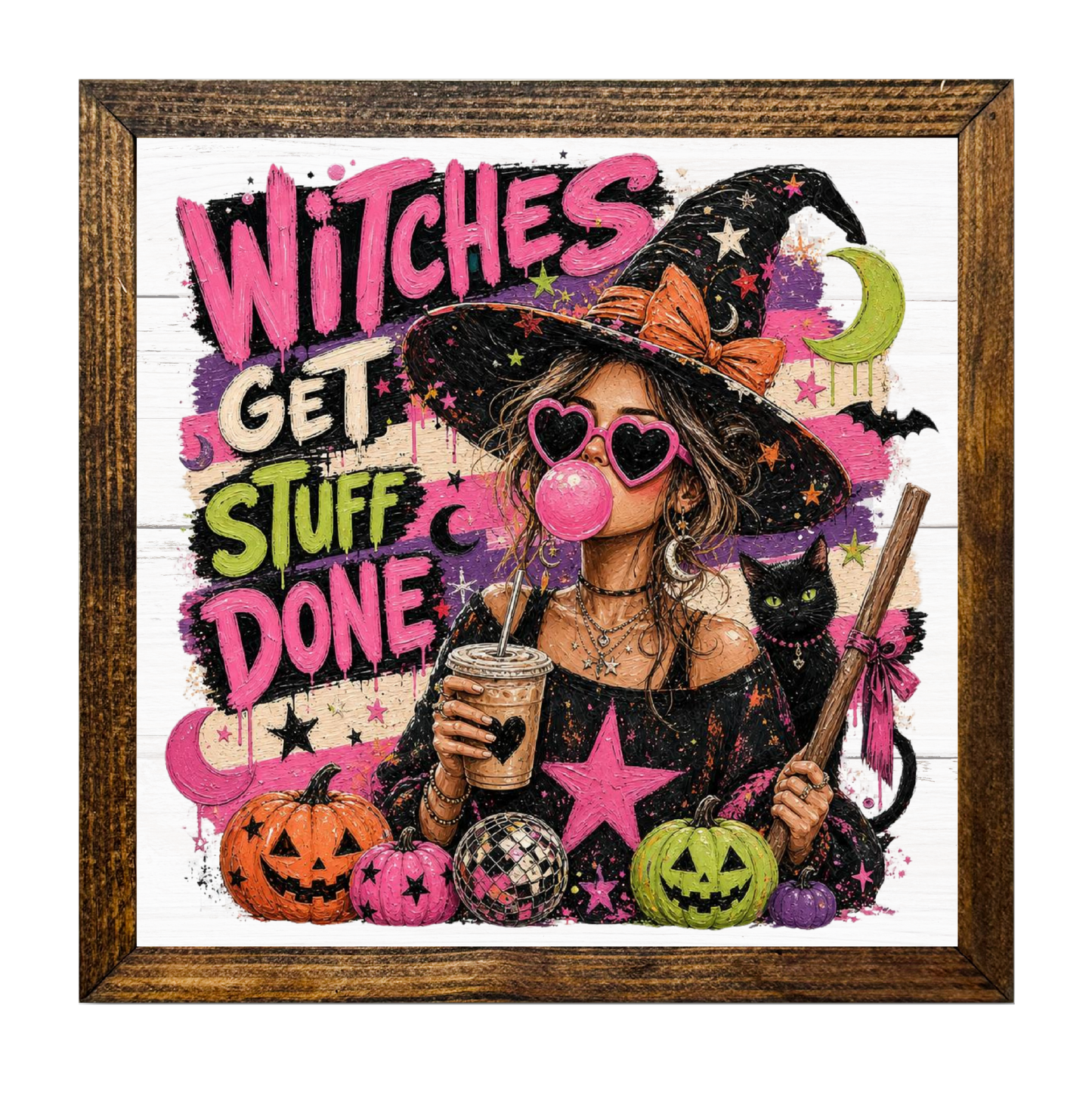 Witches Get Stuff Done Coffee Witch Blowing Bubblegum
