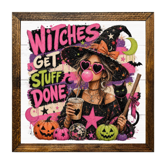 Witches Get Stuff Done Coffee Witch Blowing Bubblegum