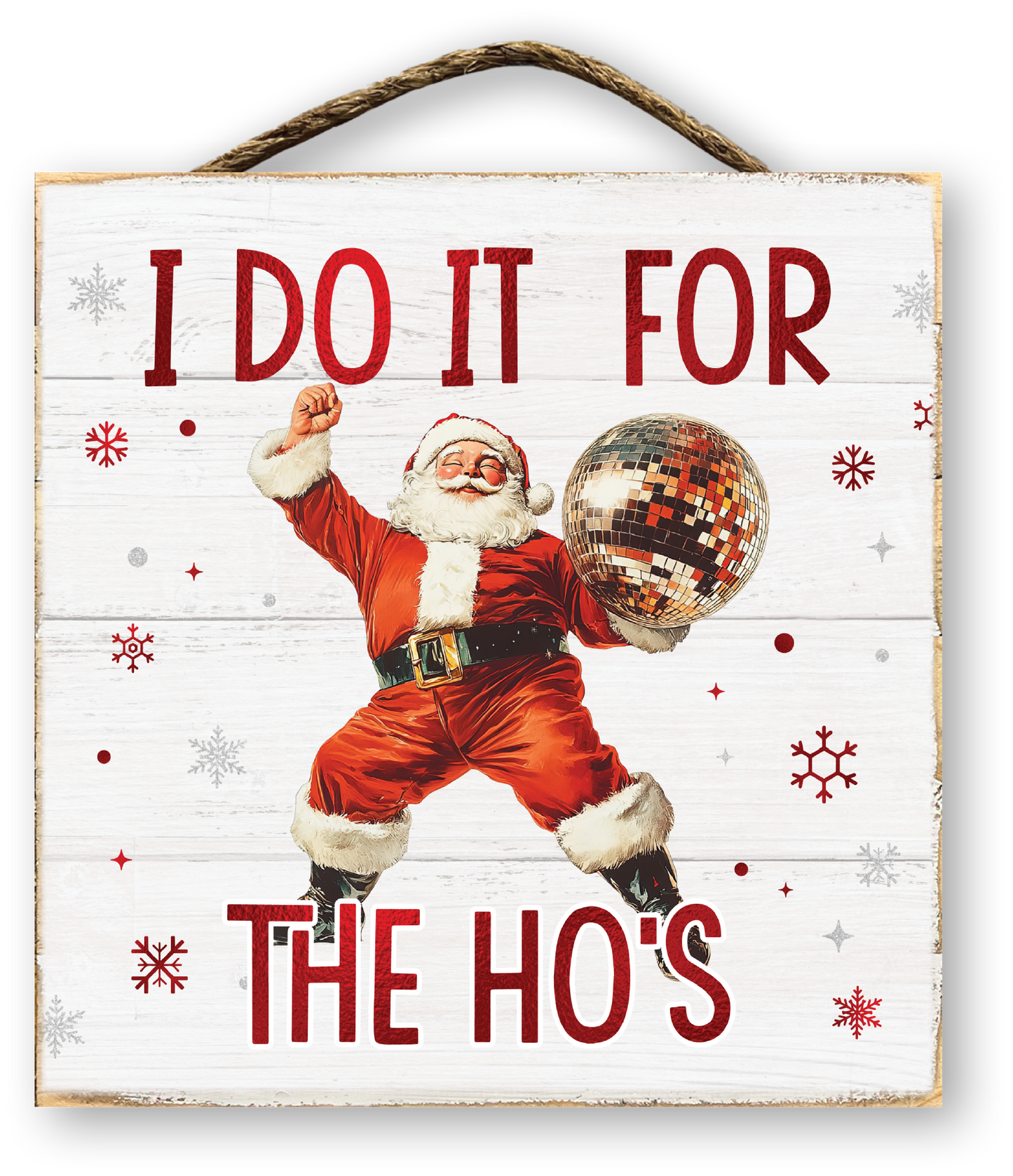 Retro Santa Disco Ball Christmas Sign