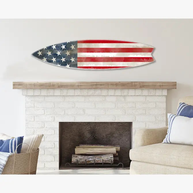 SURF BOARD WALL ACCENT US FLAG
