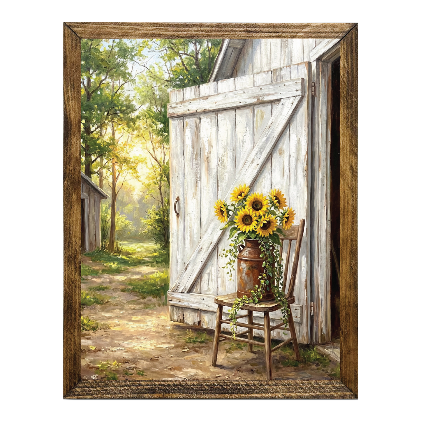 TIMBERLAND FRAME SUNFLOWERS ON A SUNNY SPRING DAY