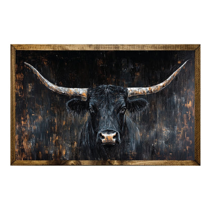 TIMBERLAND FRAME BLACK TEXAS LONGHORN–RUSTIC WESTERN HOUSE