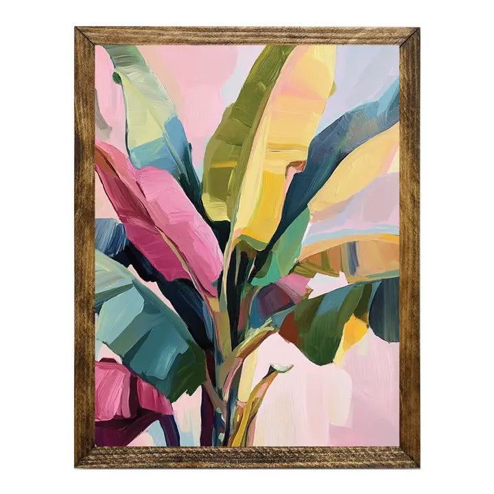 TIMBERLAND FRAME COLORFUL BANANA LEAVES  ON PINK BACKGROUND