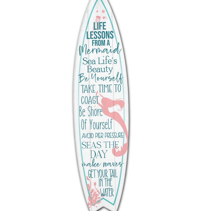 MINI 23" SURF BOARD WALL ACCENT LIFE LESSONS MERMAID