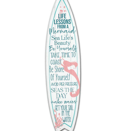 MINI 23" SURF BOARD WALL ACCENT LIFE LESSONS MERMAID