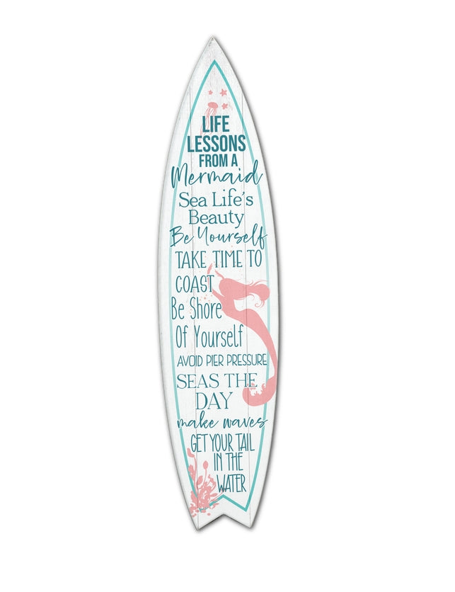 SURF BOARD WALL ACCENT LIFE LESSONS MERMAID